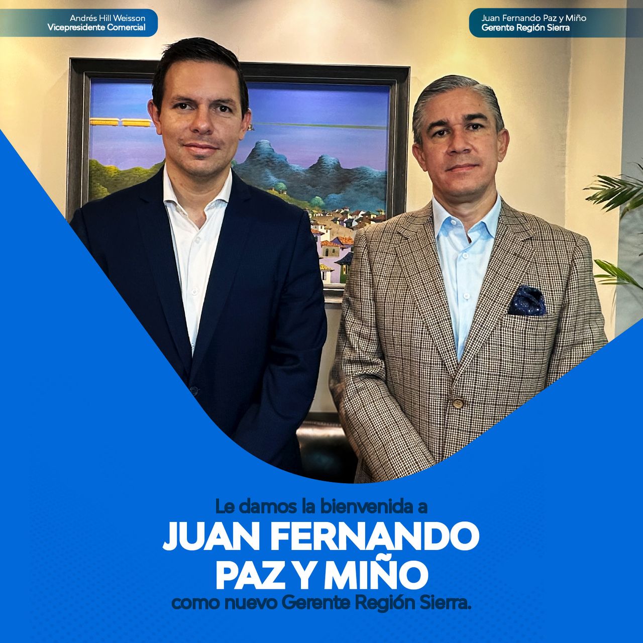 Bienvenida a Juan Fernando Paz y Miño como Gerente Región Sierra.